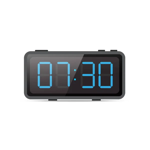 Blue Digital Clock Isolated White Background Digital Alarm Design Vector — Stockvector