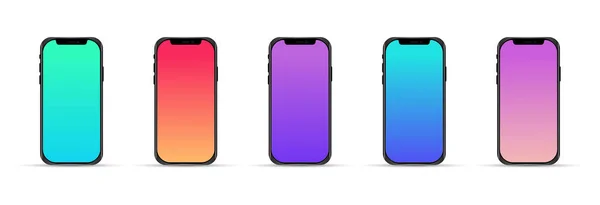 Modèle Réaliste Téléphone Mobile Coloré Isolé Sur Fond Blanc Modélisation — Image vectorielle