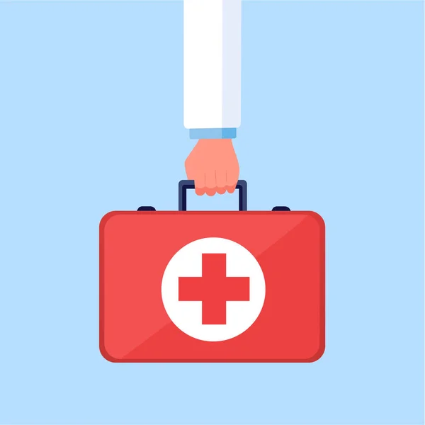Doctor Holding First Aid Kit Suitcase Medical Concept Vector Stock — Stock Vector