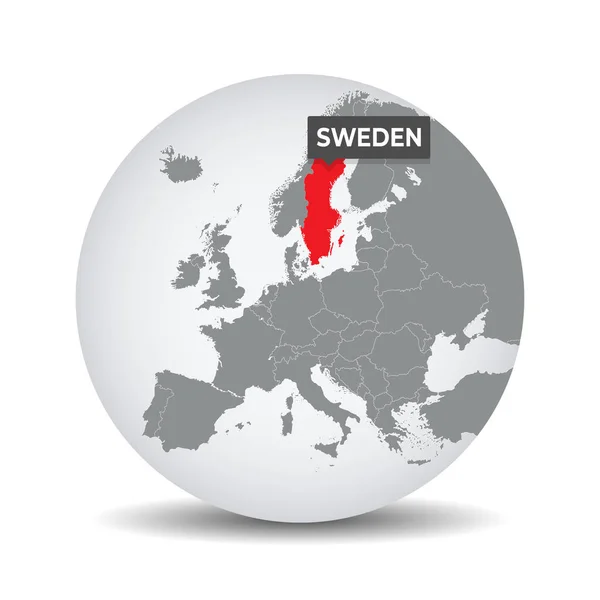 World Globe Map Identication Sweden Map Sweden Sweden Grey Political — Stock Vector