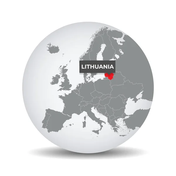 World Globe Map Identication Lithuania Map Lithuania Lithuania Grey Political — Stock Vector