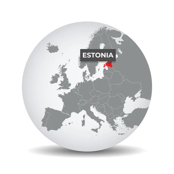 Estonya Nın Kimliğine Sahip Dünya Haritası Estonya Haritası Estonya Gri — Stok Vektör
