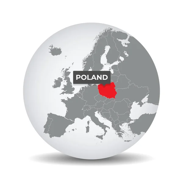 Mapa Globo Mundial Com Identicação Polônia Mapa Polónia Polônia Globo — Vetor de Stock