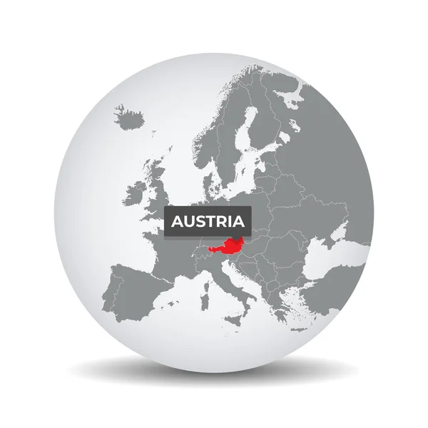 World Globe Map Identication Austria Map Austria Austria Grey Political — Stock Vector
