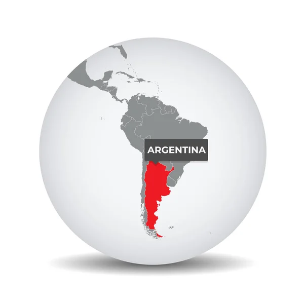World Globe Map Identication Argentina Map Argentina Argentina Grey Political — Stock Vector