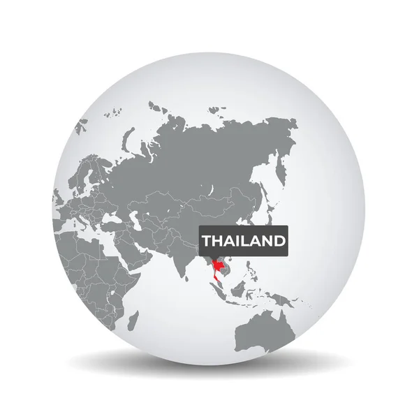 Карта Мира Идентификацией Таиланда Карта Таиланда Таиланд Сером Политическом Глобусе — стоковый вектор