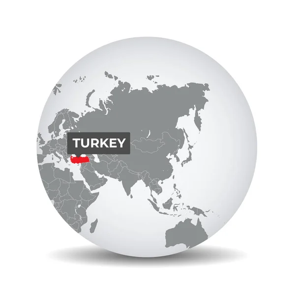 World Globe Map Identication Turkey Map Turkey Turkey Grey Political — Stock Vector