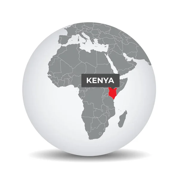 ケニアのアイデンティティを持つ世界地図 ケニアの地図 ケニアは灰色の政治的な3D世界 アフリカ地図だ ベクター株式 — ストックベクタ