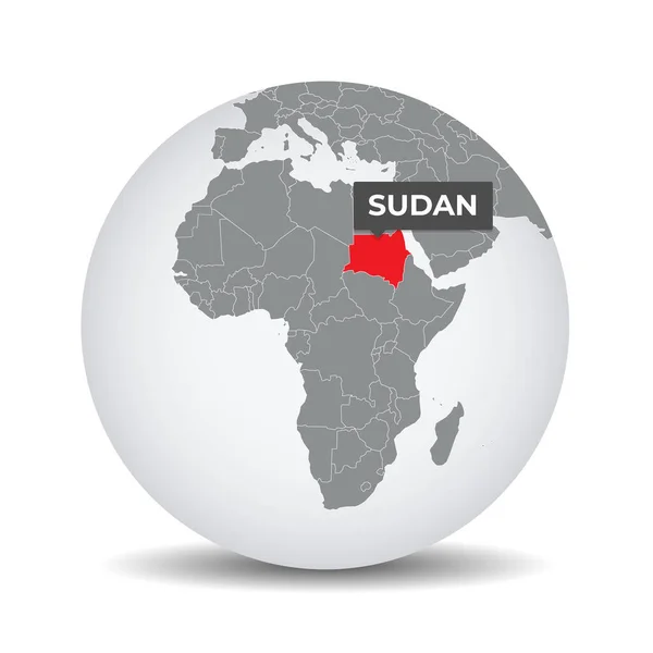 スーダンのアイデンティティを持つ世界地図 スーダンの地図 灰色の政治的な3D世界のスーダン アフリカ地図だ ベクター株式 — ストックベクタ
