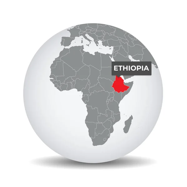 エチオピアのアイデンティティを持つ世界地図 エチオピアの地図 エチオピアは灰色の政治的な3D世界 アフリカ地図だ ベクター株式 — ストックベクタ