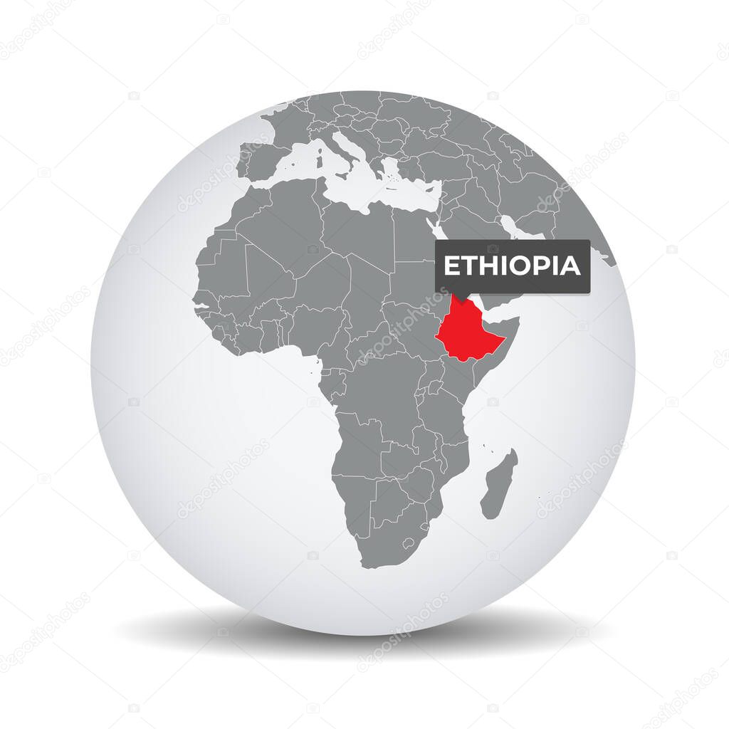 World Globe Map Identication Ethiopia Mapa Etiop A Etiop A Gris Mundo Depositphotos 508326014 Stock Illustration World Globe Map Identication Ethiopia