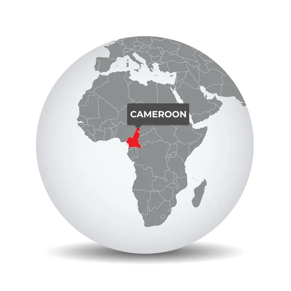 カメルーンのアイデンティティを持つ世界地図 カメルーンの地図 グレーの政治的な3D世界のカメルーン アフリカ地図だ ベクター株式 — ストックベクタ