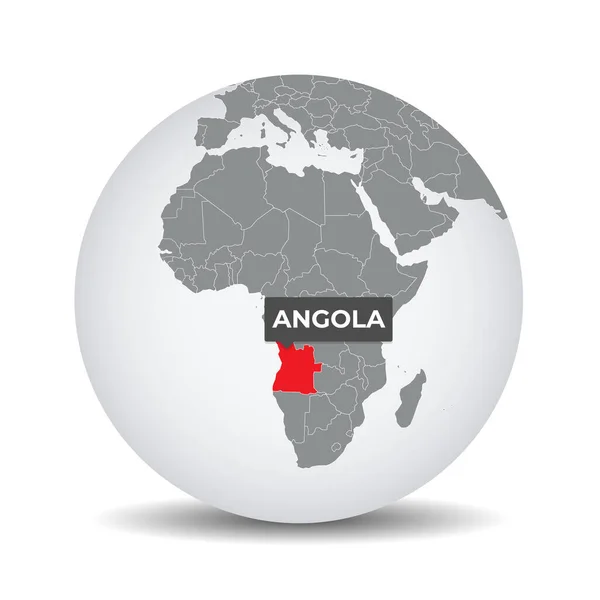 アンゴラのアイデンティティを持つ世界地図 アンゴラの地図 アンゴラは灰色の政治的な3D世界で アフリカ地図だ ベクター株式 — ストックベクタ