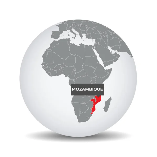 世界地図上では モザンビークと同一視されている モザンビーク地図 灰色の政治的な3D地球上のモザンビーク アフリカ地図だ ベクター株式 — ストックベクタ