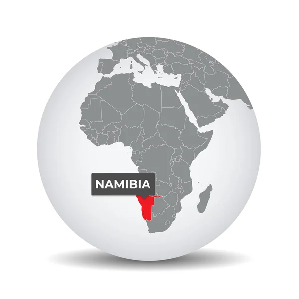 ナミビアのアイデンティティを持つ世界地図 ナミビアの地図 ナミビアは灰色の政治的な3D世界です アフリカ地図だ ベクター株式 — ストックベクタ