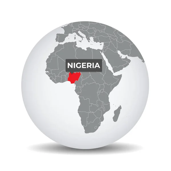 ナイジェリアのアイデンティティを持つ世界地図 ナイジェリアの地図 ナイジェリアは灰色の政治的な3D世界で アフリカ地図だ ベクター株式 — ストックベクタ