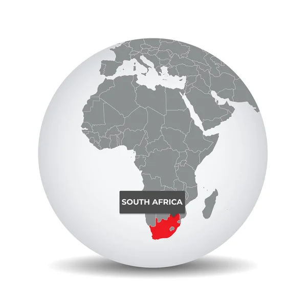 南アフリカの同定による世界地図 南アフリカの地図 灰色の政治的な3D地球上の南アフリカ アフリカ地図だ ベクター株式 — ストックベクタ