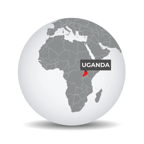 ウガンダのアイデンティティを持つ世界地図 ウガンダの地図 ウガンダは灰色の政治的3D世界です アフリカ地図だ ベクター株式 — ストックベクタ