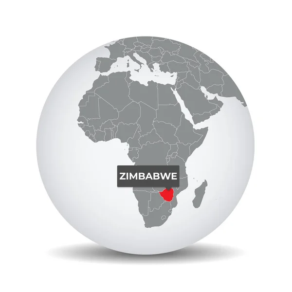 ジンバブエのアイデンティティを持つ世界地図 ジンバブエ地図 グレーの政治的な3D世界でジンバブエ アフリカ地図だ ベクター株式 — ストックベクタ