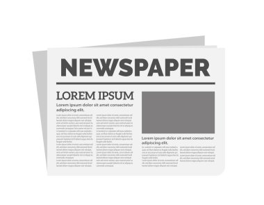 Beyaz arka planda izole edilmiş düz stil bir gazete. Vektör deposu