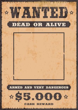 Ölü ya da diri poster tasarımı aranıyor. Batı retro posteri. Vektör deposu