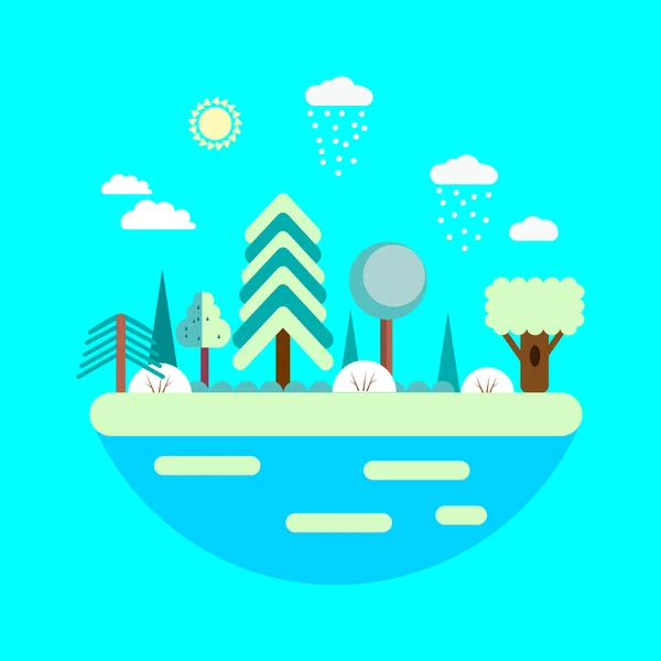 Doğa - kış manzarası. Vektör çizim düz tasarım tarzında.