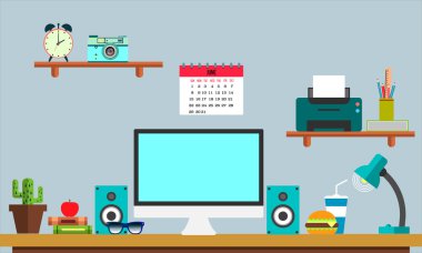 Düz çalışma alanı Web afiş. Düz tasarım çizim çalışma alanı, iş, yönetim, strateji, dijital pazarlama, finans, sosyal ağ, eğitim için kavramlar.