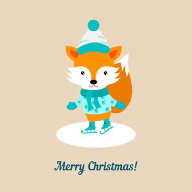 Kış Noel kartı fox ile