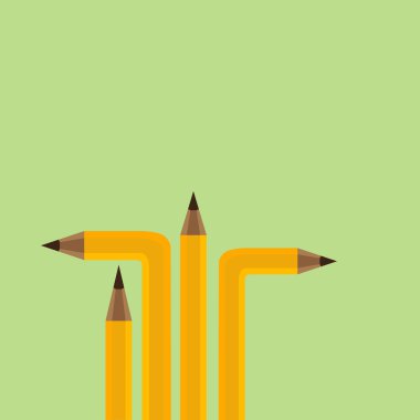 yeşil arka planda, vektör çizim kalemleri