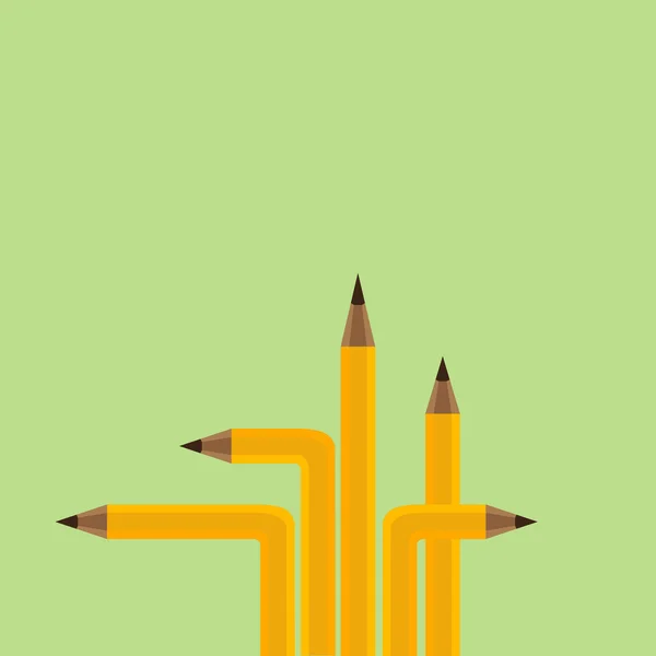 Pencils on green background, vector illustration — Stock Vector