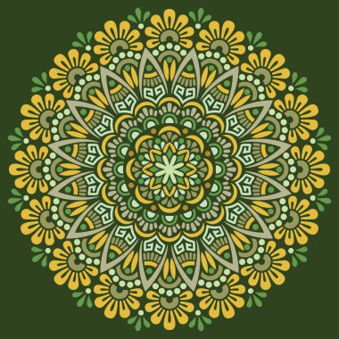 Mandala desen rengi Stencil karalamaları yaratıcı ve tebrik kartları, posterler, el ilanları, afişler ve kapaklar için iyi bir ruh hali çizer