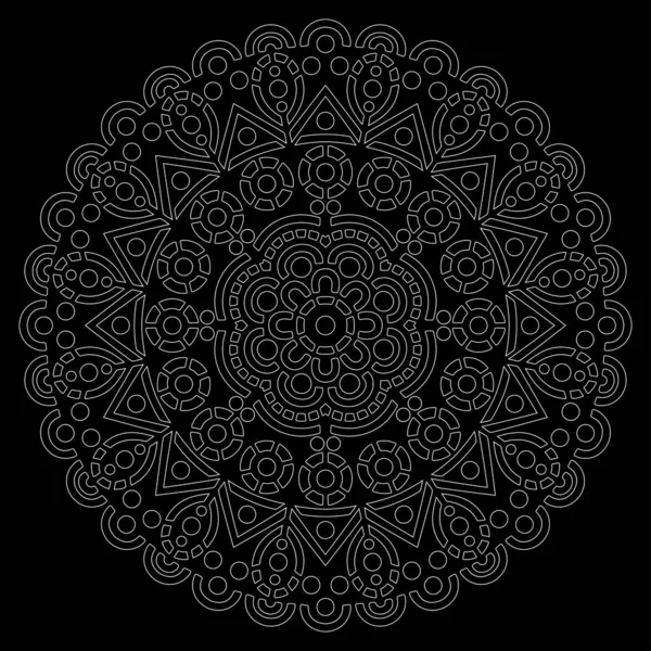 Mandala Contour Blanc Sur Croquis Griffes Noires Bonne Humeur — Image vectorielle