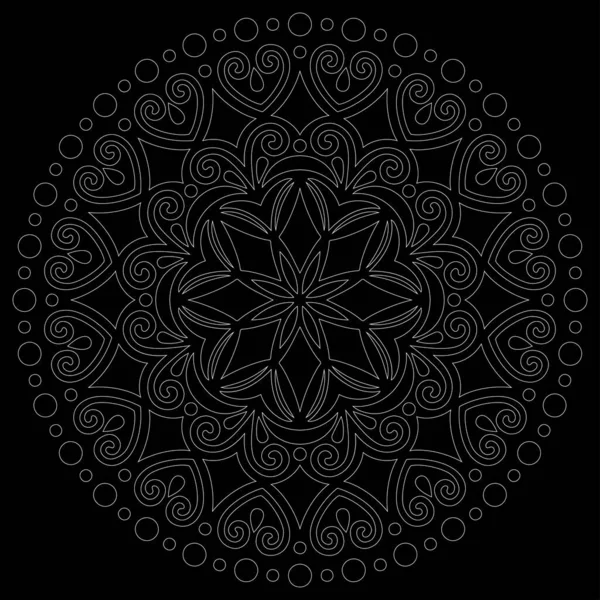 Blanco Contorno Mandala Negro Garabatos Bosquejo Buen Humor — Archivo Imágenes Vectoriales