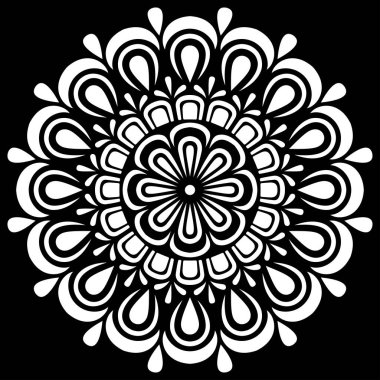 Siyah desenli beyaz mandala Şablon Karalamaları İyi ruh hali