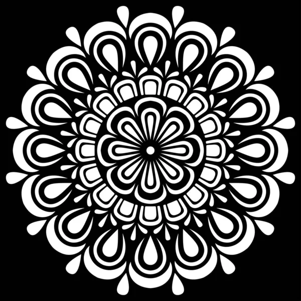 Mandala Blanco Negro Patrón Stencil Doodles Boceto Buen Humor — Archivo Imágenes Vectoriales