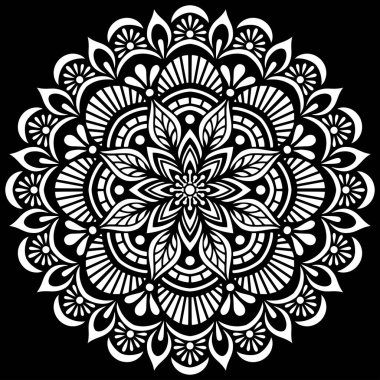 Siyah desenli beyaz mandala Şablon Karalamaları İyi ruh hali