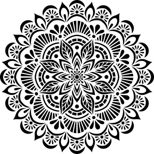 Mandala Pattern Stencil Scarabocchi Schizzo Buon Umore — Vettoriale Stock