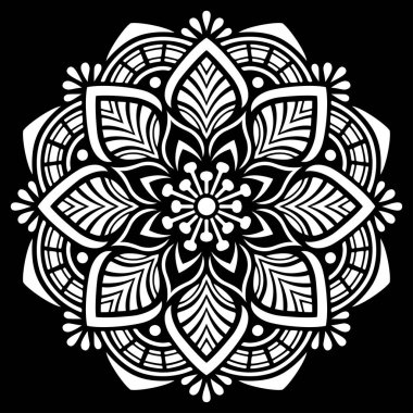 Siyah desenli beyaz mandala Şablon Karalamaları İyi ruh hali