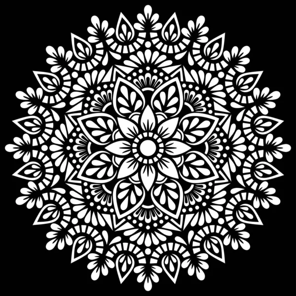 Witte Mandala Zwart Patroon Sjabloon Doodles Schets Goed Humeur Stockillustratie