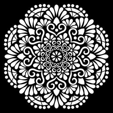Siyah desenli beyaz mandala Şablon Karalamaları İyi ruh hali