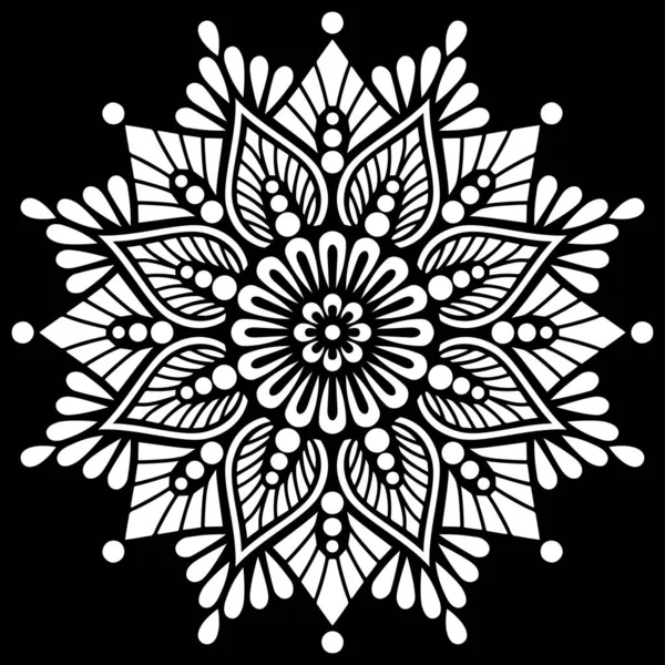 Siyah Desenli Beyaz Mandala Şablon Karalamaları Ruh Hali Vektör Grafikler