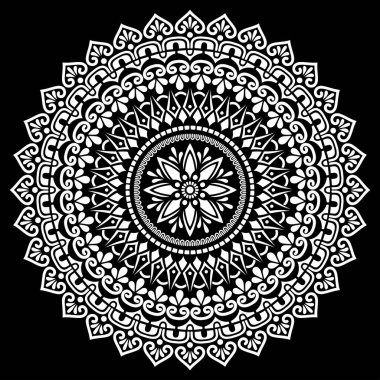 Siyah desenli beyaz mandala Şablon Karalamaları İyi ruh hali