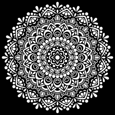 Siyah desenli beyaz mandala Şablon Karalamaları İyi ruh hali