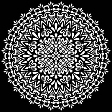 Siyah desenli beyaz mandala Şablon Karalamaları İyi ruh hali
