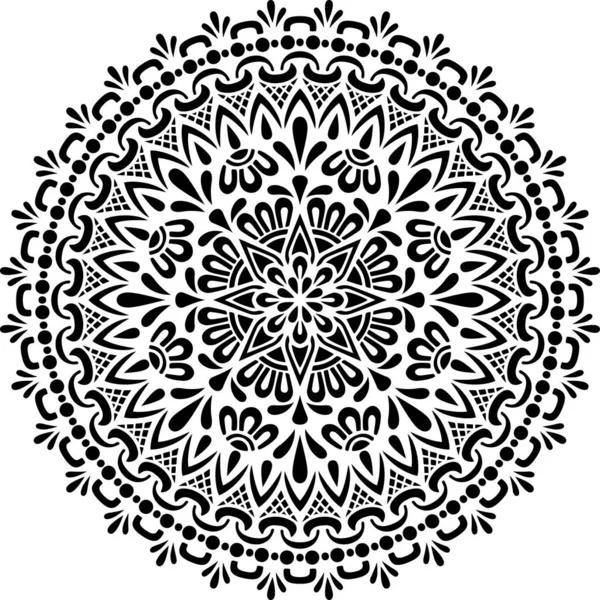 Mandala Pattern Stencil Scarabocchi Schizzo Buon Umore — Vettoriale Stock