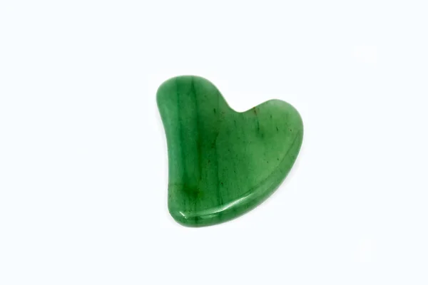 Green Gua Sha Body Scraping Massagem Ferramenta Facial Natural Jade — Fotografia de Stock
