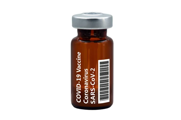 Covid 2019 Ncov Coronavirus疫苗瓶疫苗接种分离于白色背景 疫苗接种 治疗Covid 19感染保健和医疗概念 — 图库照片