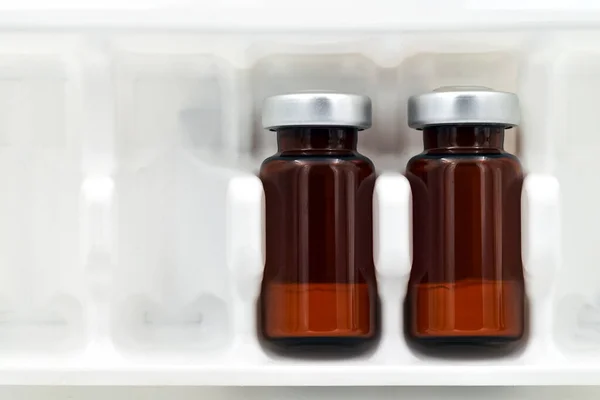 Medicine powder bottle (vial) in a blister packaging for vials