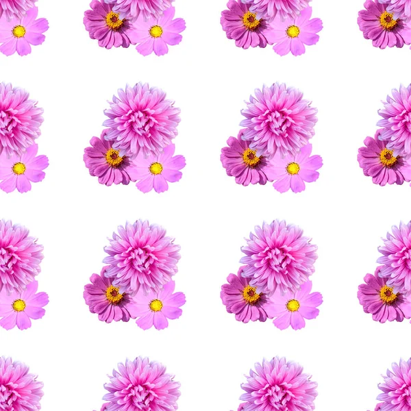 Composição Flor Padrão Sem Costura Flores Cor Rosa — Fotografia de Stock