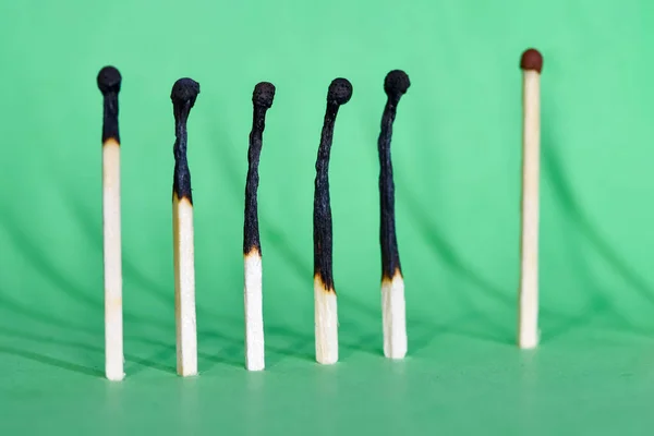 Selective Focus Losely Located Matchsticks Burnt Safe Distancing Matchsticks Prevents — Stock Photo, Image